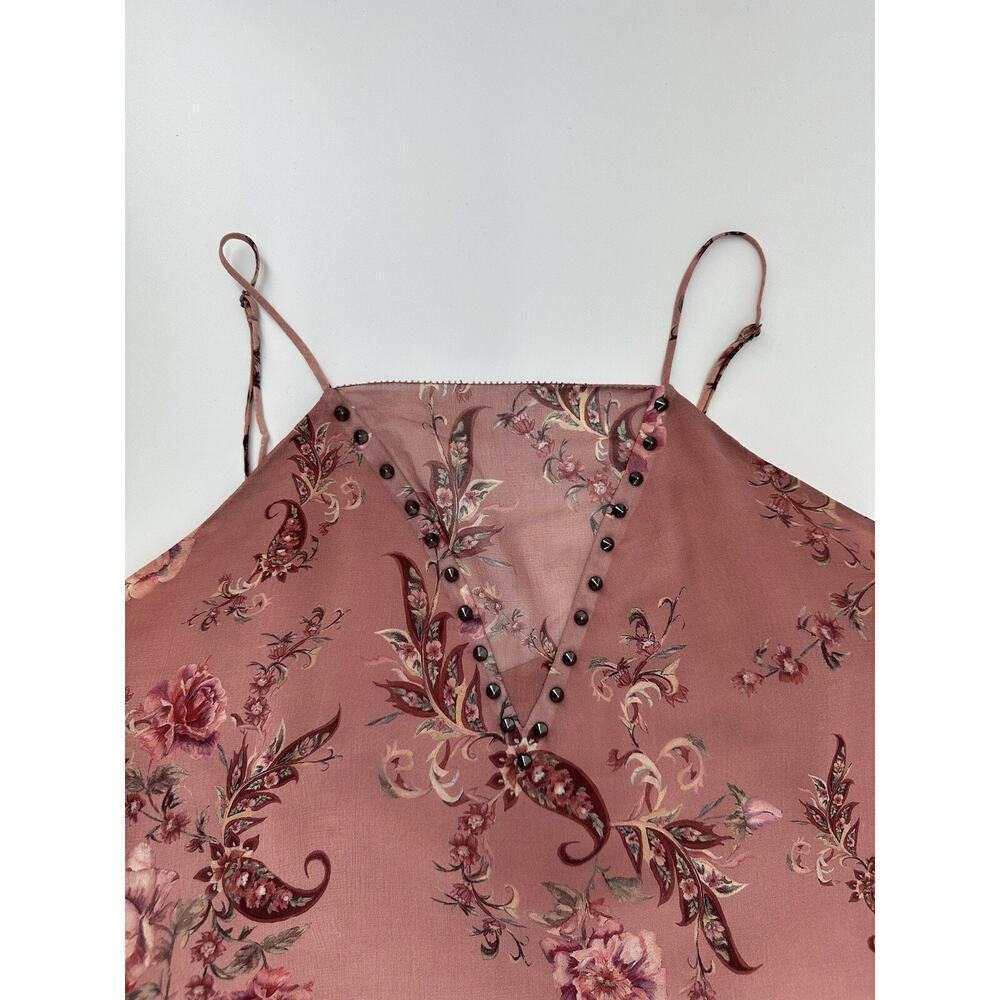 HAUTE HIPPIE Top Women’s Size Small No Regrets Cami Silk Pink Blouse Studded - Picture 7 of 9